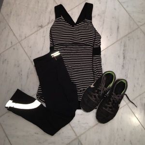 Size 4 Lululemon Black and White Striped Tank Top